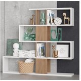 Hanah home Karlin - White, Walnut knjižna omara, (21268139) | Shoptok.si