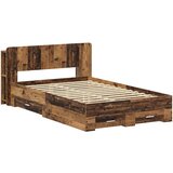  Okvir kreveta s pohranom s ladicama Staro drvo 120 x 190 cm | shoptok.hr