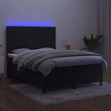  Box spring postelja z vzmetnico LED črna 140x190 cm žamet, (20900099) | Shoptok.si