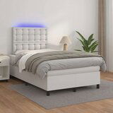  Box spring postelja z vzmetnico LED bela 120x200cm umetno usnje, (20900120) | Shoptok.si