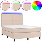  Box spring postelja z vzmetnico LED kapučino 140x200 cm, (20896157) | Shoptok.si