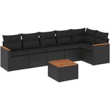 Maison Chic Seti vrtnega pohištva - Vrtna garnitura - Vrtni pohištvo set 7-delna z blazinami črn poli ratan, (21803740) | Shoptok.si