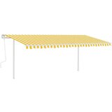  Tenda na ručno uvlačenje sa stupovima 5 x 3 m žuto-bijela | shoptok.hr