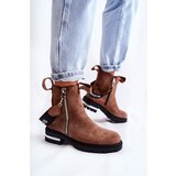 Kesi Women's warm boots with a zipper Brown Calvaro Cene