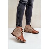 Nobo Leather Ankle Boots On A Flat Heel Brown Zazoo 4078 | shoptok.hr