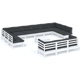  Vrtna sedežna garnitura 14-delna z blazinami bela borovina, (20760721) | Shoptok.si