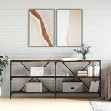 vidaXL Konzolna mizica dimljen hrast 180x30x75 cm inž. les in železo Cene