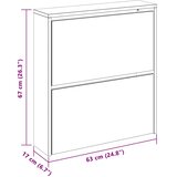 Ormarić za cipele 2 razine s ogledalom boja hrasta 63x17x67 cm | shoptok.hr