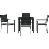  Set od 3 Crna PE ratan čelik obložen prahom Standardno | shoptok.hr