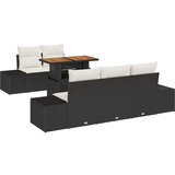  6-delni set vrtne sedežne garniture s blazinami Črni poli ratan, (22092785) | Shoptok.si