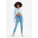 Trendyol blue Star Embroidered High Waist Mom Jeans Cene