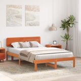  Krevetna konstrukcija s naslonom za glavu Vosak smeđi 120x190 cm Čvrsti bor | shoptok.hr