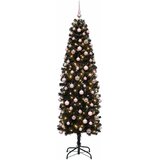  Umjetno usko božićno drvce s kuglicom 210 cm 300 LED lampica - 210 cm s LED-ima i ružičastim lopticama | shoptok.hr