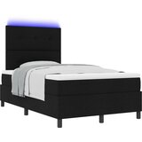 vidaXL Vzmetnica z LED in posteljnim okvirom Črna 120x190 cm Tkanina | Shoptok.si
