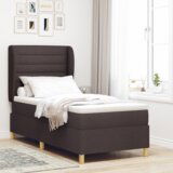 Box Spring Krevet s Madracem u Tamno Smeđoj 90x200 cm Tkanina | shoptok.hr