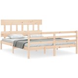 The Living Store Posteljni okvir z vzglavjem trden les - Posteljni Okvir, (21523840) | Shoptok.si