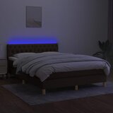  Krevet box spring s madracem LED tamnosmeđi 140x190 cm tkanina | shoptok.hr