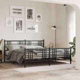 vidaXL Kovinski posteljni okvir z vzglavjem in vznožjem črn 183x213 cm | Shoptok.si