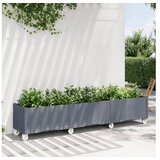 vidaXL Cvetlično korito s kolesi sivo 240x50x54 cm PP | Shoptok.si