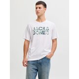 Jack & Jones Majica 'JJEJEFF' zelena / temno zelena / bela / off-bela | Shoptok.si