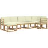vidaXL Zunanja garnitura za sedenje 7 pcs Bela in krem Poliester, (5000282054) | Shoptok.si