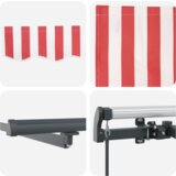 vidaXL Ročna Retraktibilna Tenda z LED Rdeča in Bela Črta 350x250 cm | Shoptok.si