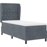 vidaXL Podložna postelja z vzmetnico Temno siva 80x200 cm Žamet | Shoptok.si