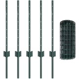 vidaXL Euro Ograja s 5 U stebrički Zelena 0.6x10 m jeklo | Shoptok.si