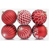  Set božićnih kuglica XL 12 kom. Crvena i bijela 10 cm | shoptok.hr
