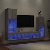  4-dijelni zidni TV elementi s LED svjetlima boja sivog hrasta Cijene