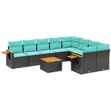  10-dijelni set vrtnih sofa od poliratana s jastucima crni | shoptok.hr
