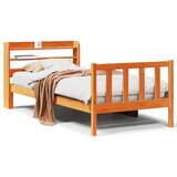 vidaXL Posteljni okvir z vzglavjem voščeno rjava 90x200 cm borovina Cene