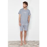 Trendyol Gray Men's Printed Regular Fit Knitted Pajamas Set Cene
