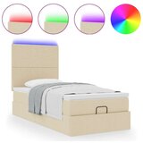 vidaXL Otomanski posteljni okvir z vzmetnico krem 80x200 cm blago, (21610390) | Shoptok.si