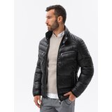 Ombre Men's winter quilted jacket with decorative zippers - black Cijene