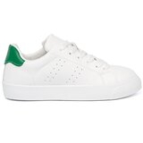 Shelvt Classic white sneaker with a green accent Cene