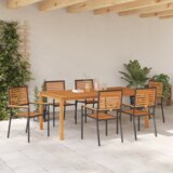 vidaXL 7-dijelni Vrtni Blagovaonski Set Crni Poli Ratan Akacija | shoptok.hr