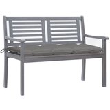 The Living Store Vrtna klop za 2 osebi z blazino 120 cm siv evkaliptusov les - Klop, (21460232) Cene