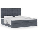  Otomanski posteljni okvir z vzmetnicami siv 180x200cm žamet | Shoptok.si