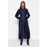 Trendyol Navy Blue Waist Brit Satin Evening Dress | shoptok.hr