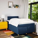 vidaXL Box spring postelja z vzmetnico modra 120x190 cm blago, (21307216) | Shoptok.si