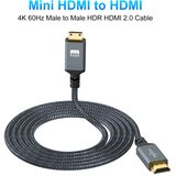 TWOZOH 2 m mini hdmi v hdmi kabel – 4K 60 hz, hdmi 2.0 odprta embalaža | Shoptok.si