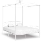 The Living Store Posteljni okvir z ogrodjem za baldahin bel kovinski 180x200 cm - Posteljni Okvir, (21492495) | Shoptok.si