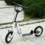 HOMCOM skuter z nastavljivim krmilom, velikimi kolesi, dvema zavorama in jeklenim okvirjem, bel, 120 × 58 × 85-95 cm, največ 100 kg, (20746925) Cene