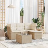 Maison Chic Seti vrtnega pohištva - Vrtna garnitura - Vrtni pohištvo set 5-delna z blazinami bež poli ratan, (21820168) | Shoptok.si