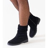  Black gathered ankle boots made of eco-suede Hinda | shoptok.hr