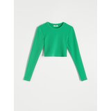 Reserved kratek top z dolgimi rokavi - zelena | Shoptok.si