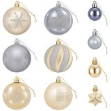  Set božićnih kuglica 88 kom. Zlatna i siva Ø 6 cm Plastika | shoptok.hr