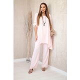 Kesi Włoski Set of blouse + pants with pendant light powder pink | Shoptok.si