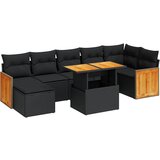 vidaXL Vrtna sedežna garnitura z blazinami 8-delna črn ratan/akacija, (21782459) | Shoptok.si